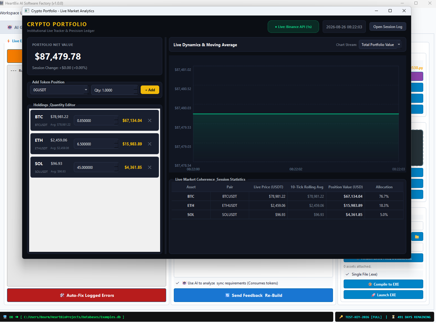 Crypto Portfolio App generated autonomously by HeartBix